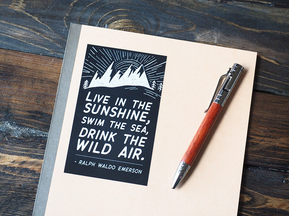 Emerson Quote Sticker - Black Rectangular