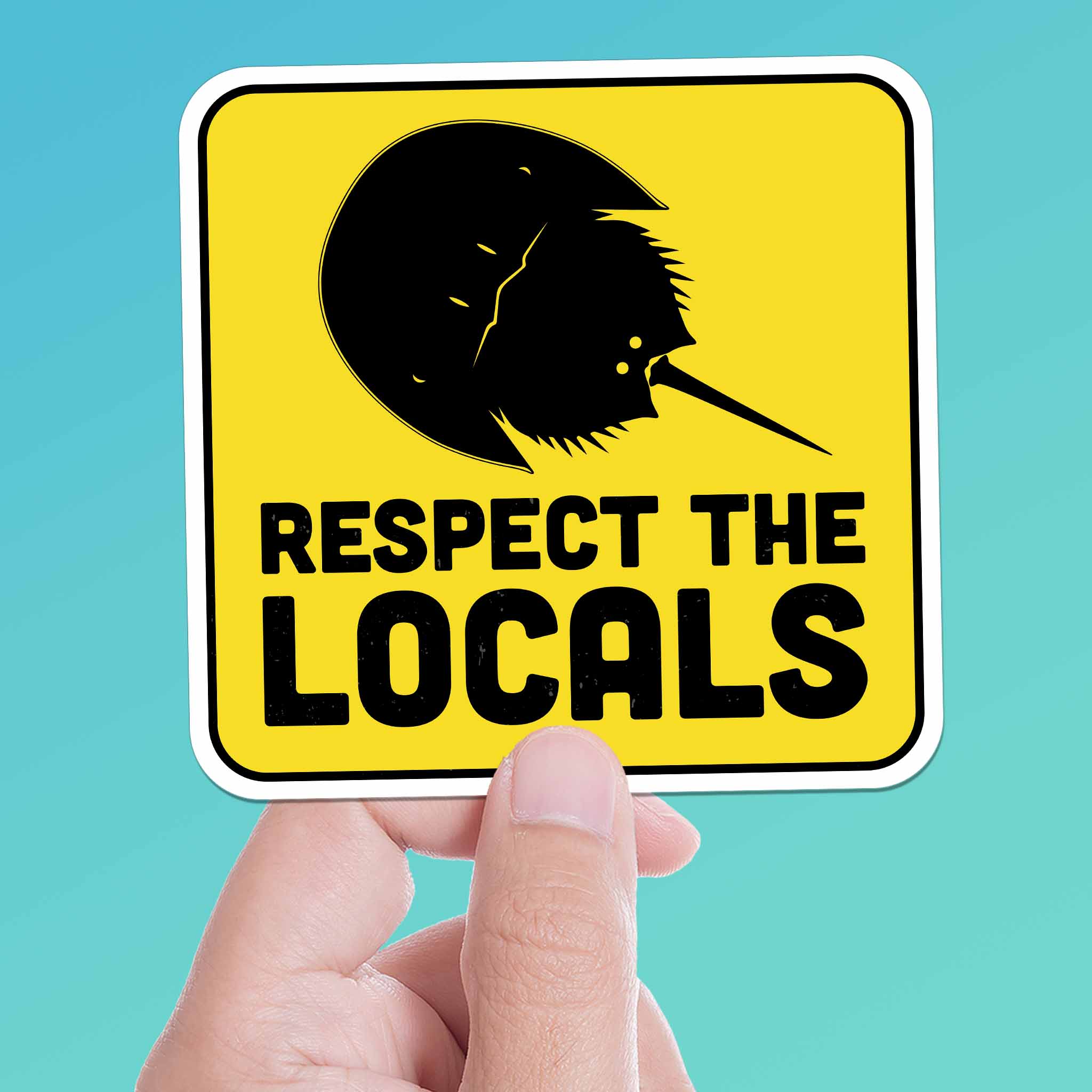 Respect the Locals Horseshoe Crab Sticker - Funny Beach Decal