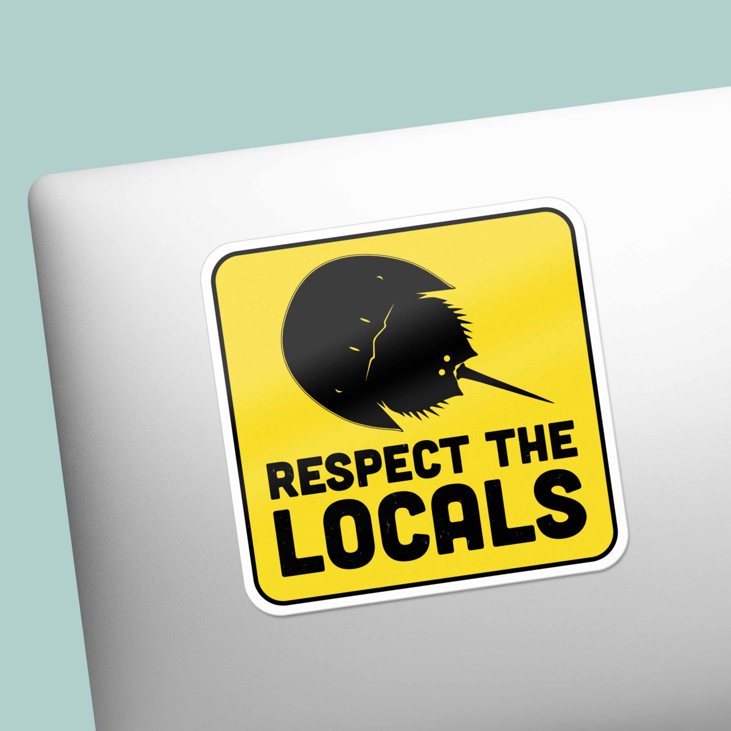Respect the Locals Horseshoe Crab Sticker - Funny Beach Decal