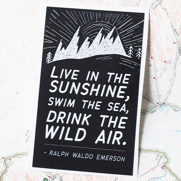 Emerson Quote Sticker - Black Rectangular